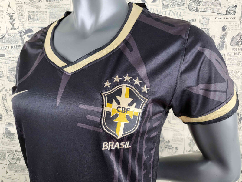 Camisa Brasil Edição Concept Preta Dourado - Feminina