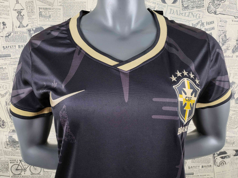 Camisa Brasil Edição Concept Preta Dourado - Feminina