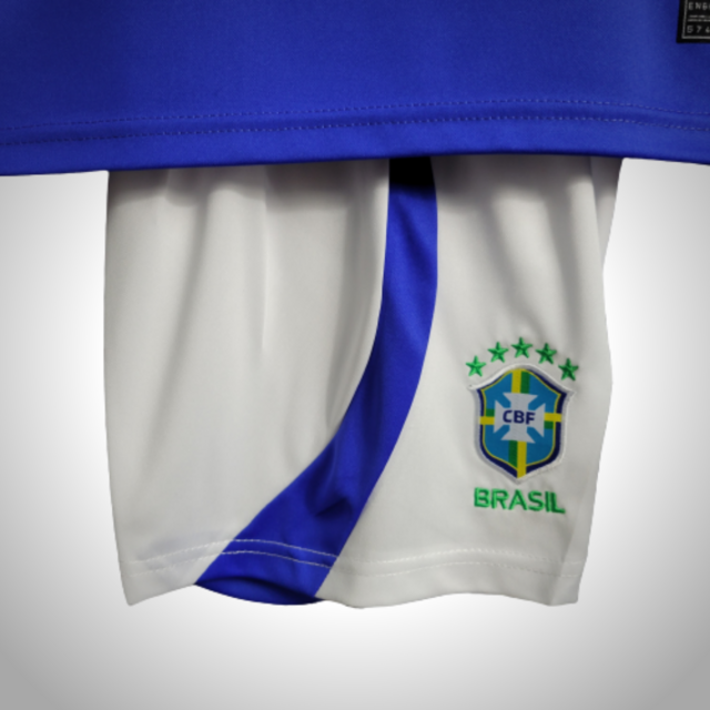 Kit Infantil Brasil Copa de 2022 Torcedor Nike - Camisa Azul + Short Branco