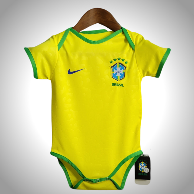 Body Baby Brasil Copa de 2022 Torcedor Nike - Amarelo